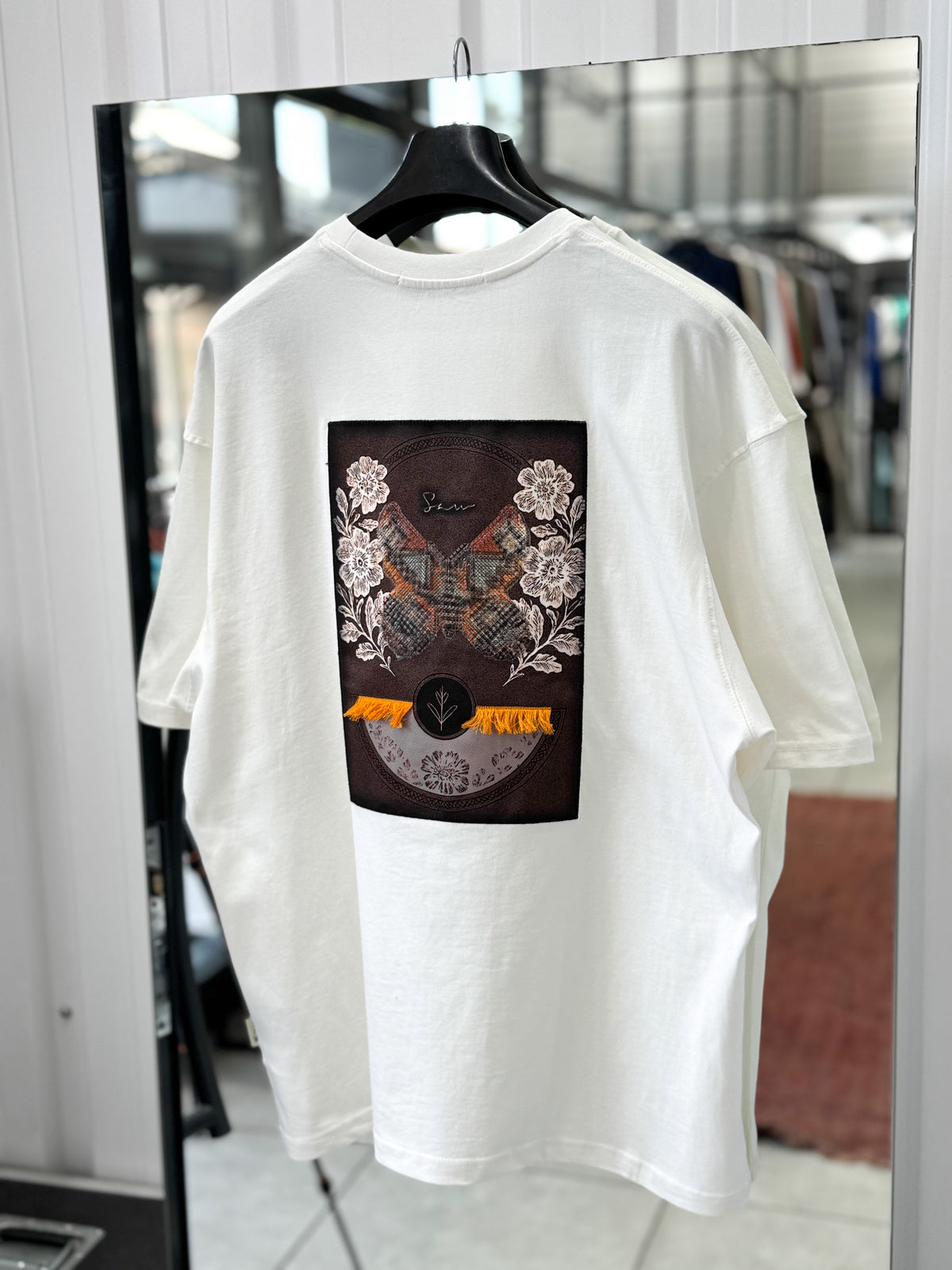 Hologram Butterfly Embroidered Oversize T-Shirt