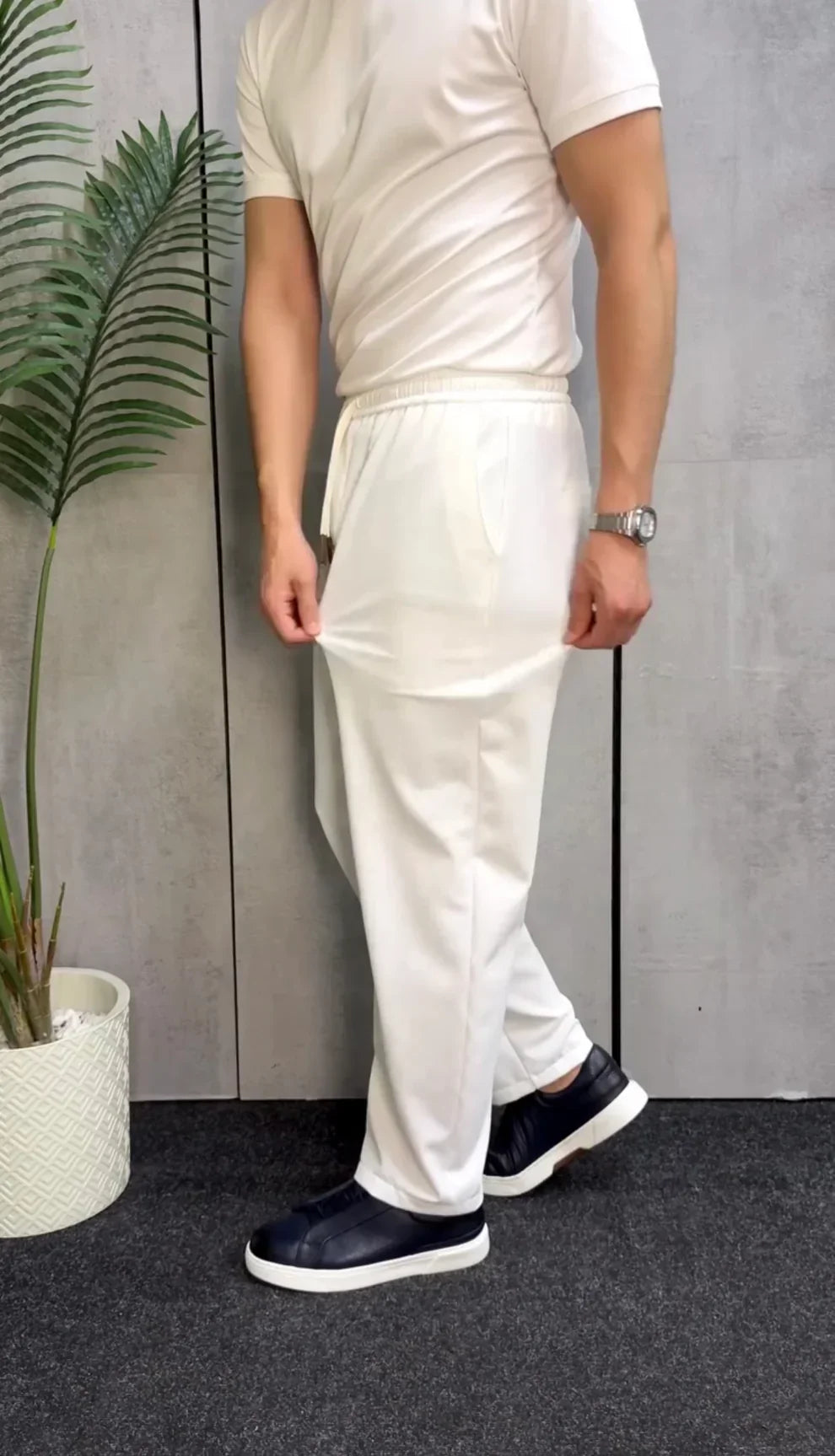 Casual Drawstring Straight Leg Trousers