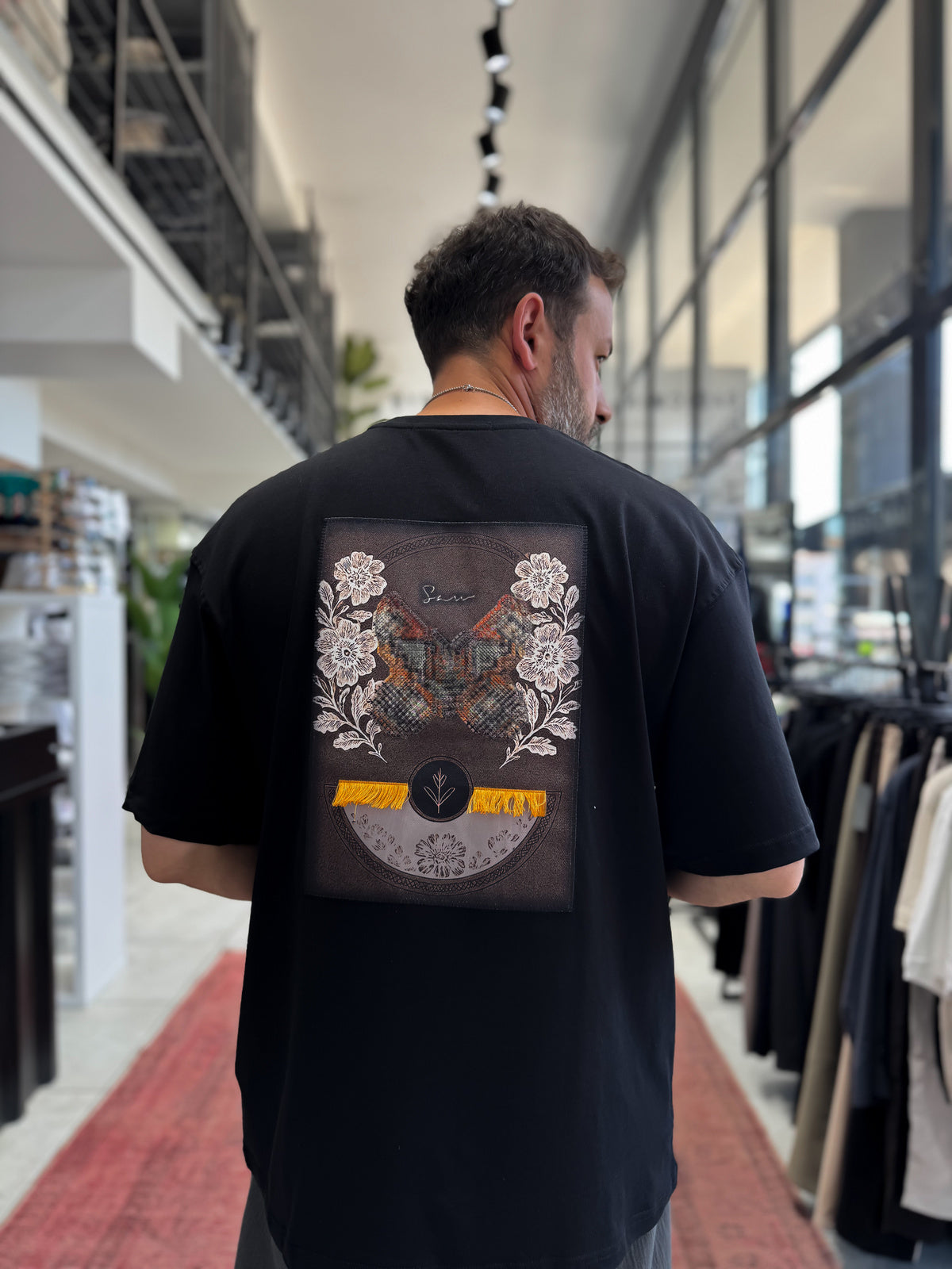Hologram Butterfly Embroidered Oversize T-Shirt