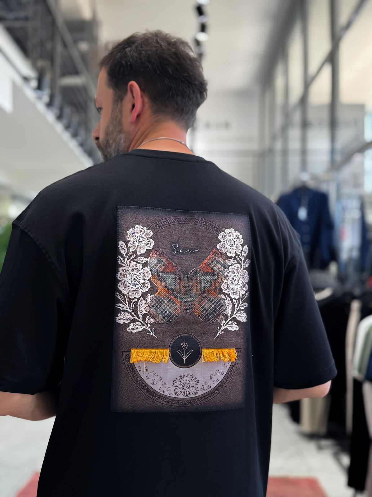 Hologram Butterfly Embroidered Oversize T-Shirt