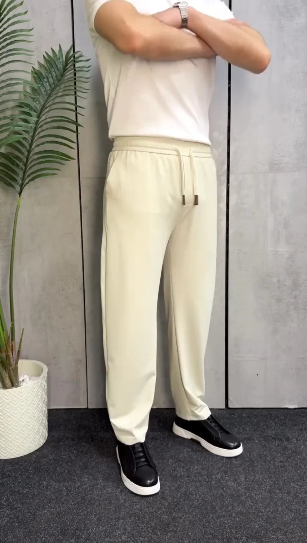 Casual Drawstring Straight Leg Trousers