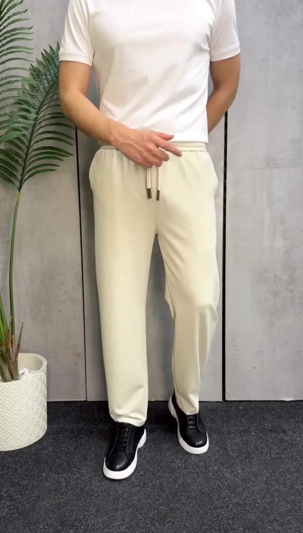 Casual Drawstring Straight Leg Trousers