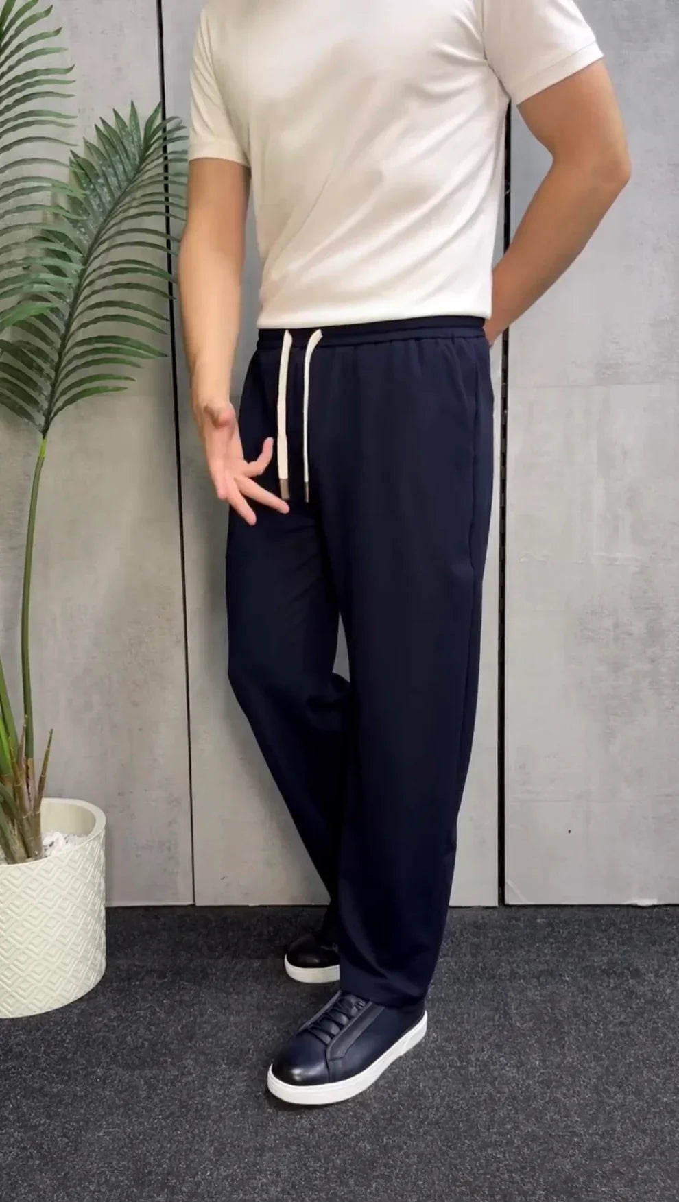 Casual Drawstring Straight Leg Trousers
