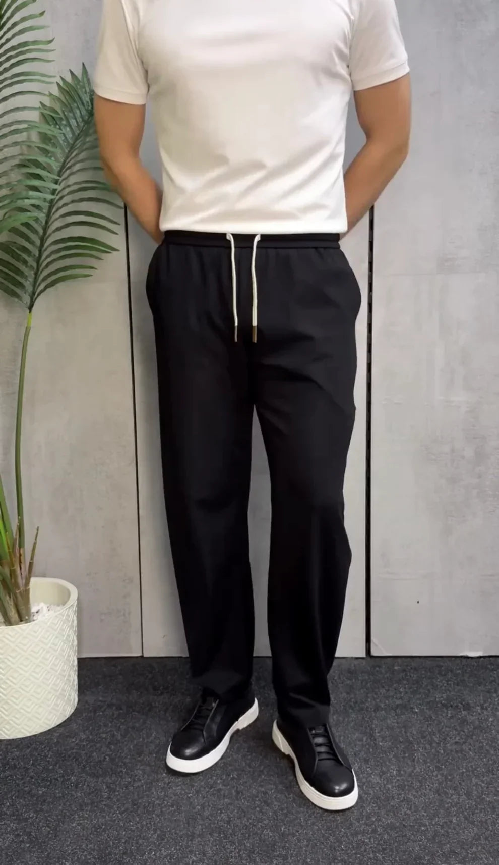 Casual Drawstring Straight Leg Trousers