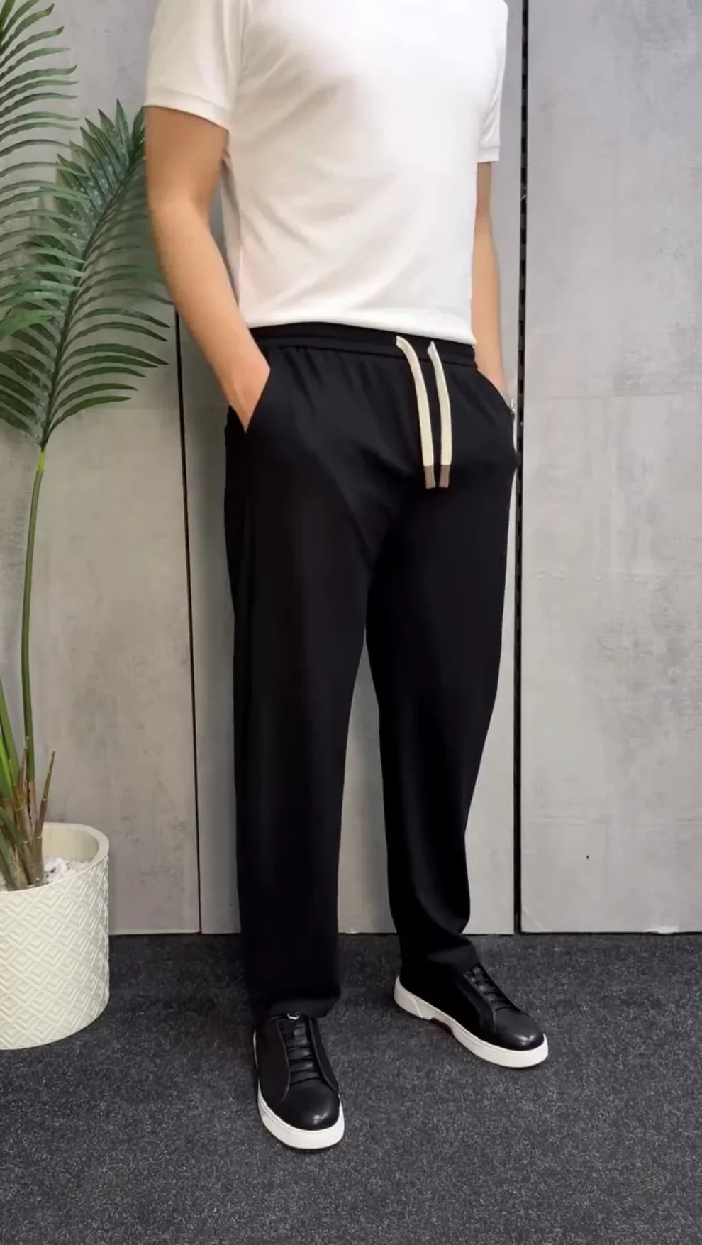 Casual Drawstring Straight Leg Trousers